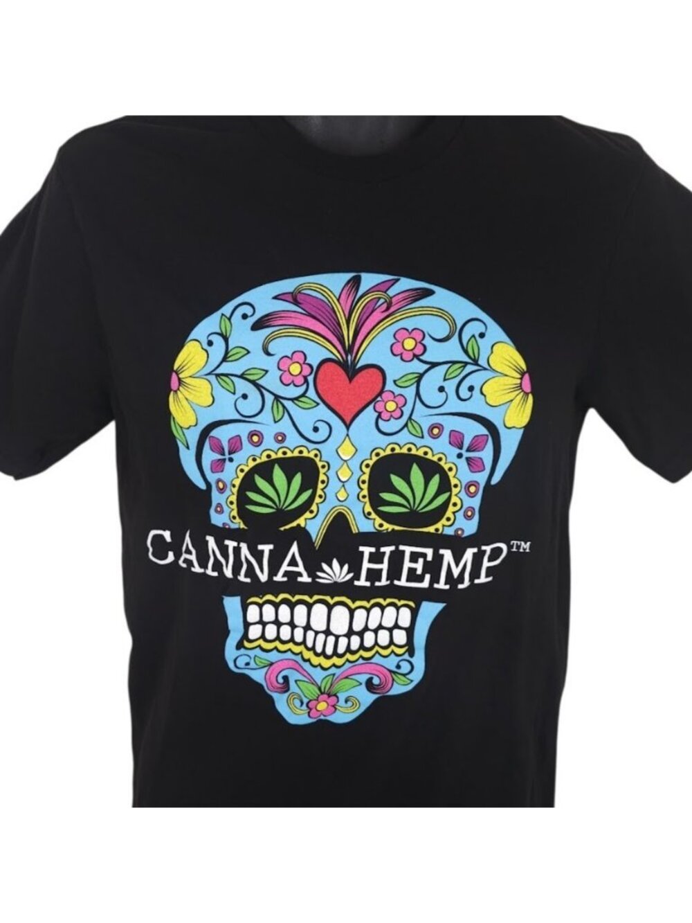 Cannabis T Shirt Mens Size XS Black Canna Hemp Sugar Skull